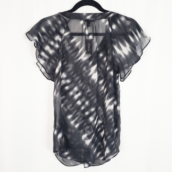 Express sheer tie dye sequin V neck blouse - Picture 4 of 6